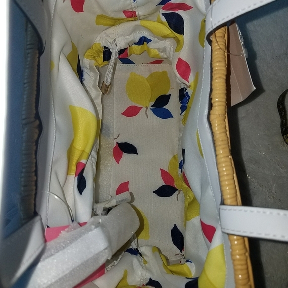 Kate Spade Lemon Print Sam Wicker Satchel with Dust Bag - Picture 7 of 9